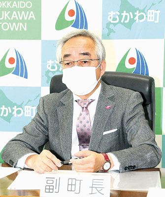 写真：２２年度予算案を説明する渋谷副町長