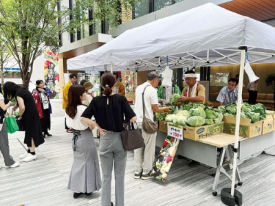 写真：ＤＭ三井製糖本社ビル前で行われた伊達野菜マルシェ（提供写真）