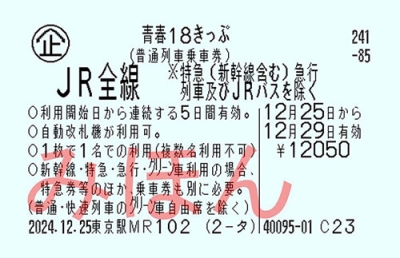 写真：新しい「青春１８きっぷ」の５日間用の見本（ＪＲグループ提供）