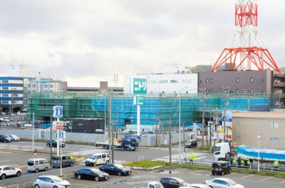 写真：建設工事が進むニトリ室蘭店（仮称）の新店舗