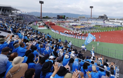 写真：国民スポーツ大会「ＳＡＧＡ２０２４」の総合開会式＝２０２４年１０月、佐賀市のＳＡＧＡサンライズパーク陸上競技場