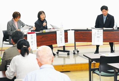 写真：議論を交わす髙橋代表と青山市長