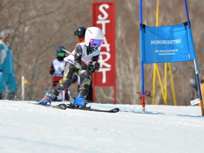 写真：ラップ賞を獲得した富岡選手の滑走（志賀俊哉さん撮影）