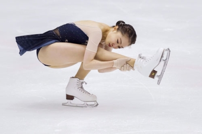 写真:フィギュアスケートの西日本学生選手権で演技する清水咲衣=木下カンセーアイスアリーナ