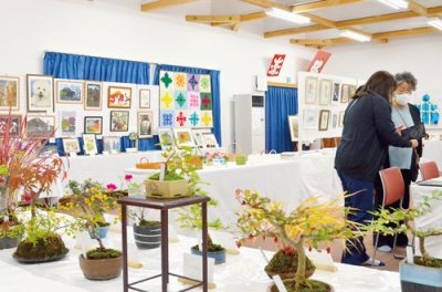 写真:住民の多彩な作品が並んだ展覧会