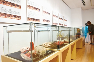 写真:仙台神楽の伝統を物語るパネルや道具