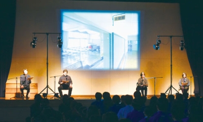 写真:朗読劇で命のありがたみを生徒らに伝えるチームいちばん星