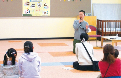 写真:不調を訴える子どもへの対処方法などを伝えた別井医師(提供写真)