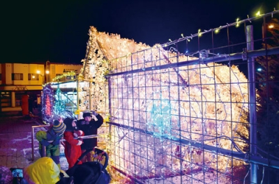 写真:夜の闇に浮かび上がった光の芸術「イルミネーショントンネル」