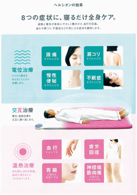 写真:「電位・温熱組み合せ家庭用医療機器ヘルシオン」のPRパンフレット