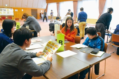 写真:ALTに英語を教わる生徒たち