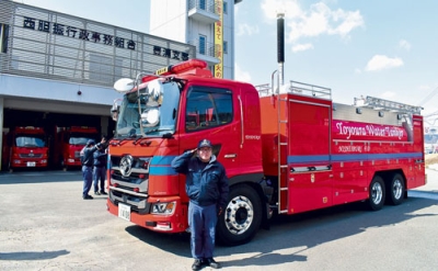 写真:豊浦支署に配備された新しい大型水槽車